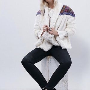 Free People Patched In Prine Beaded Furry Coat Small